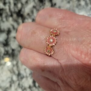 Floral Pink and Gold Ring